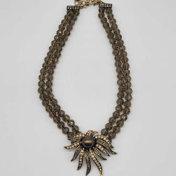 Heidi Daus Smokey Quartz Swarovski Crystal + Chocolate Pearl Necklace + Earrings - Picture 4 of 8